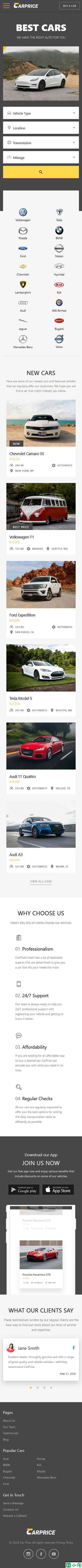 品牌汽车销售网页模板-手机预览